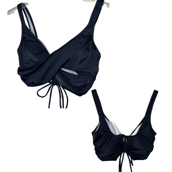 Venus Black Twisted Front Lattice Back Bikini Top Size Large - Picture 1 of 11